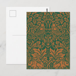 William Morris Brother Rabbit Amber Black Pattern Postcard