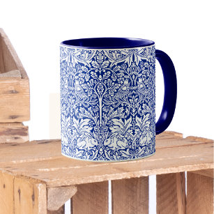 William Morris Brother Rabbit Blue Vintage Pattern Mug