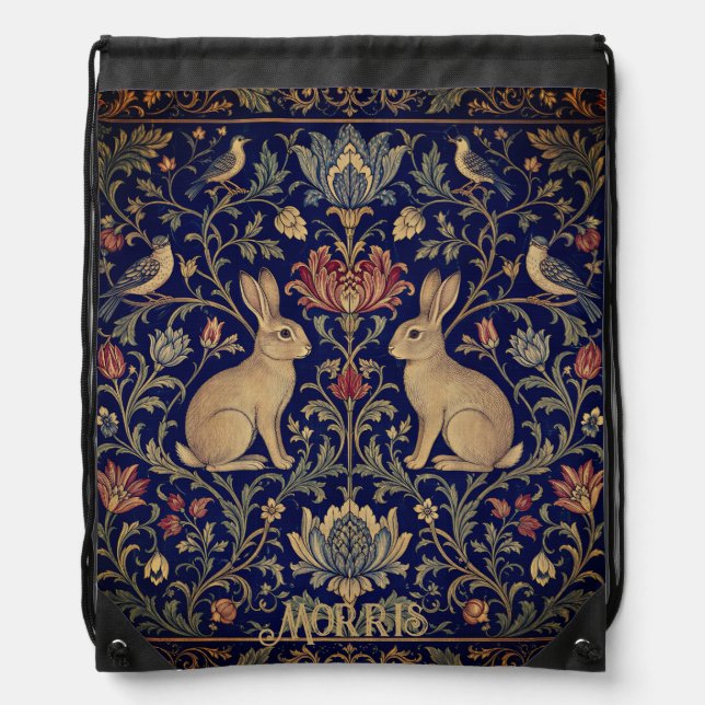 William Morris Brother Rabbit Drawstring Backpack (Front)