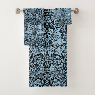 William Morris Brother Rabbit Light Blue Black Bath Towel Set