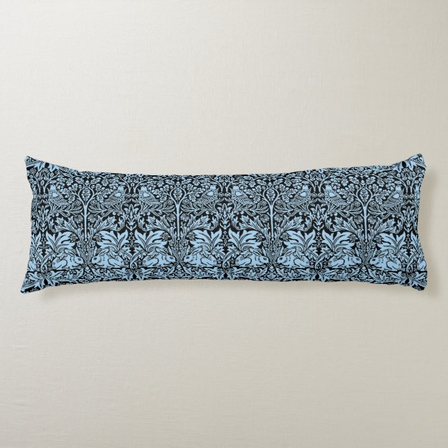 William Morris Brother Rabbit Light Blue Black Body Pillow (Front)