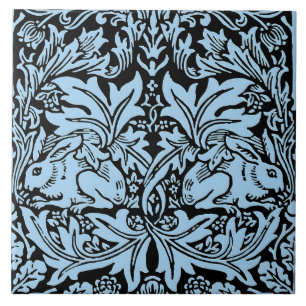 William Morris Brother Rabbit Light Blue Black Ceramic Tile