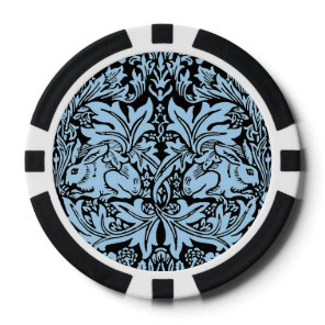 William Morris Brother Rabbit Light Blue Black Poker Chips