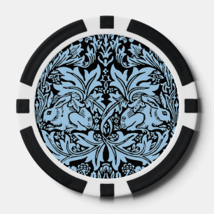 William Morris Brother Rabbit Light Blue Black Poker Chips