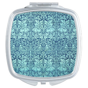 William Morris Brother Rabbit Pattern in Blue Compact Mirror