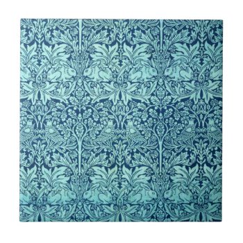 William Morris Brother Rabbit Pattern In Blue Tile by wmorrispatterns at Zazzle