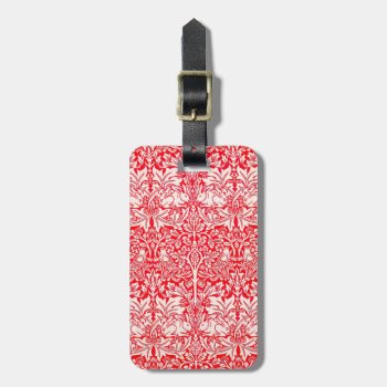 William Morris Brother Rabbit Pattern In Red Luggage Tag by wmorrispatterns at Zazzle