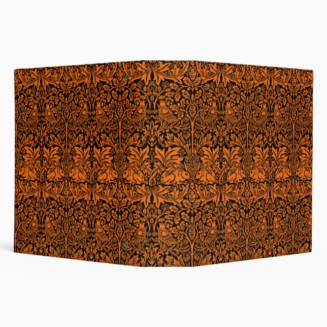 William Morris Brother Rabbit Rust Black Pattern 3 Ring Binder (Background)