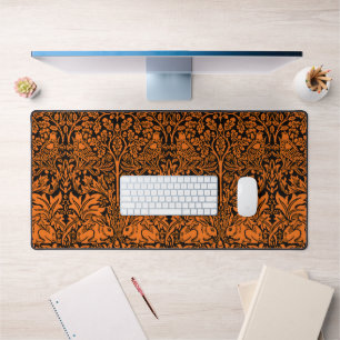 William Morris Brother Rabbit Rust Black Pattern Desk Mat