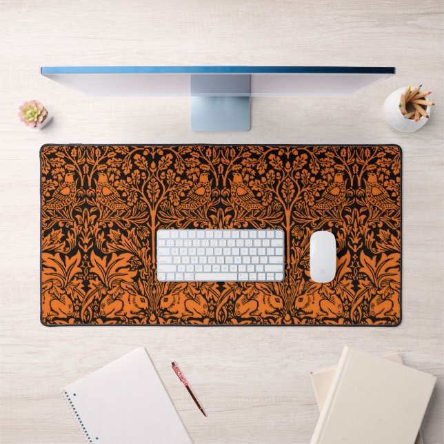 William Morris Brother Rabbit Rust Black Pattern Desk Mat (Office 1)