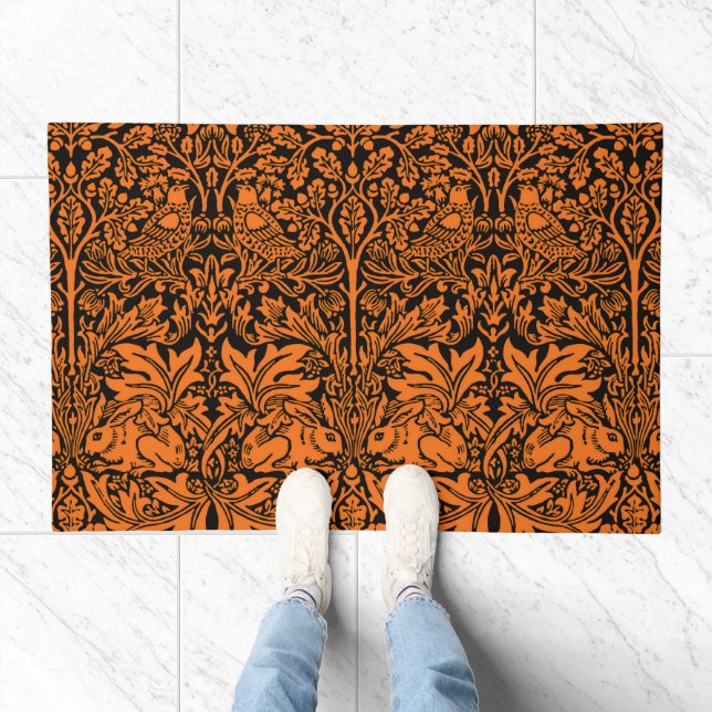 William Morris Brother Rabbit Rust Black Pattern Doormat (Indoor)