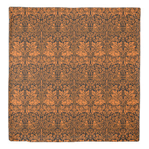 William Morris Brother Rabbit Rust Black Pattern Duvet Cover