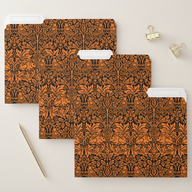 William Morris Brother Rabbit Rust Black Pattern File Folder (Set)