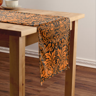 William Morris Brother Rabbit Rust Black Pattern Long Table Runner