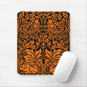William Morris Brother Rabbit Rust Black Pattern Mouse Pad
