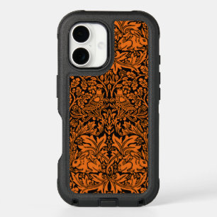 William Morris Brother Rabbit Rust Black Pattern iPhone 16 Case