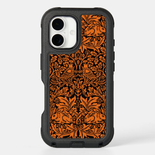 William Morris Brother Rabbit Rust Black Pattern Otterbox iPhone Case (Back)