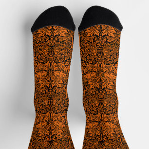 William Morris Brother Rabbit Rust Black Pattern Socks
