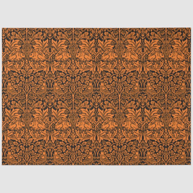William Morris Brother Rabbit Rust Black Pattern Tissue Paper (Front)