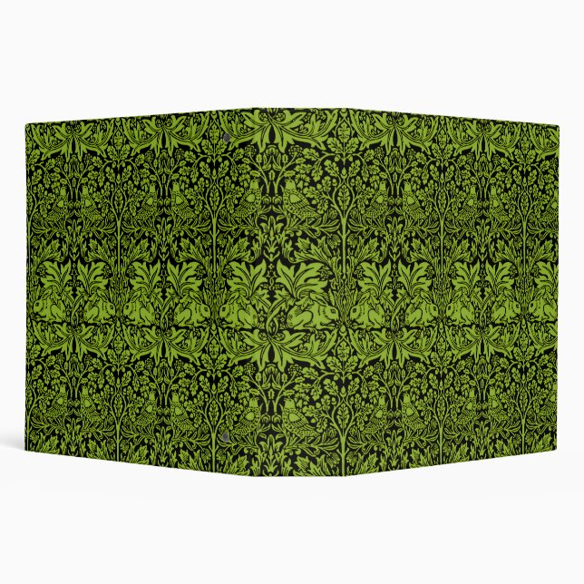 William Morris Brother Rabbit Sage Green Black 3 Ring Binder (Background)