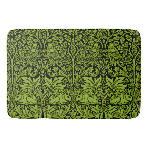 William Morris Brother Rabbit Sage Green Black Bath Mat