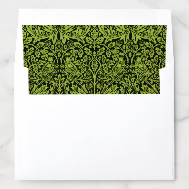 William Morris Brother Rabbit Sage Green Black Envelope Liner (In Envelope)