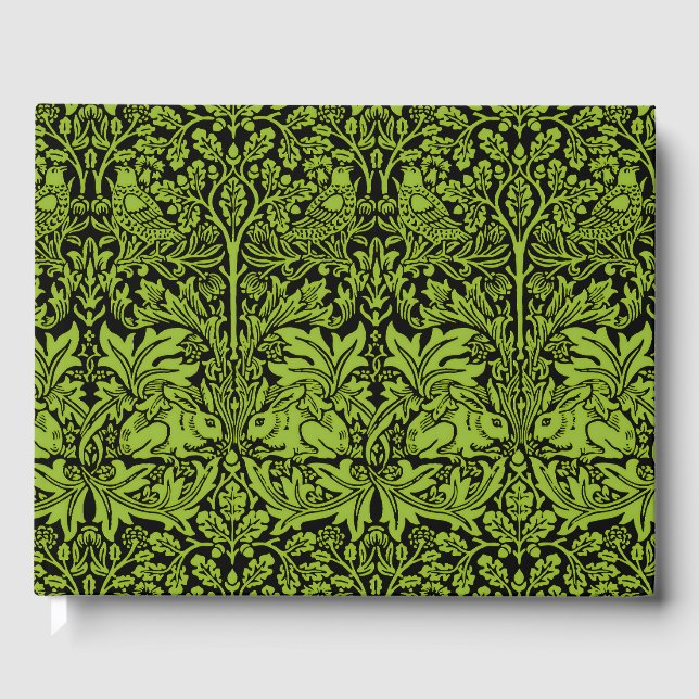 William Morris Brother Rabbit Sage Green Black Guest Book (Front)