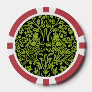 William Morris Brother Rabbit Sage Green Black Poker Chips