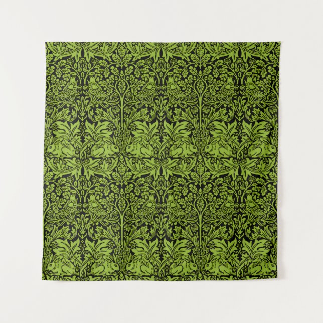 William Morris Brother Rabbit Sage Green Black Tapestry (Front)