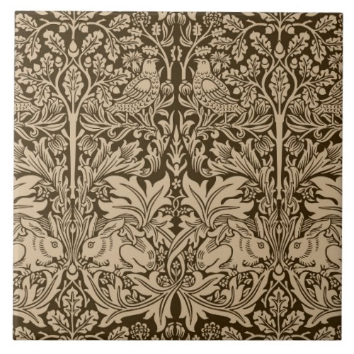 William Morris Brother Rabbit Two_Tone Brown Ceramic Tile