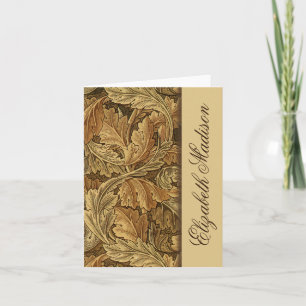 William Morris Brown Leaves Personalized Note Card