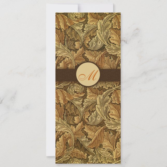 William Morris Brown Leaves Wedding Invitation (Back)