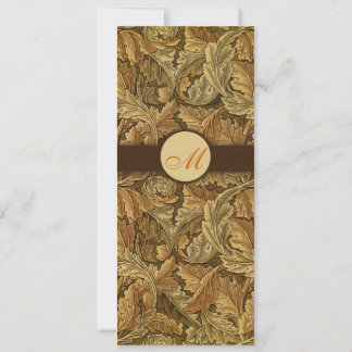 William Morris Brown Leaves Wedding Invitation