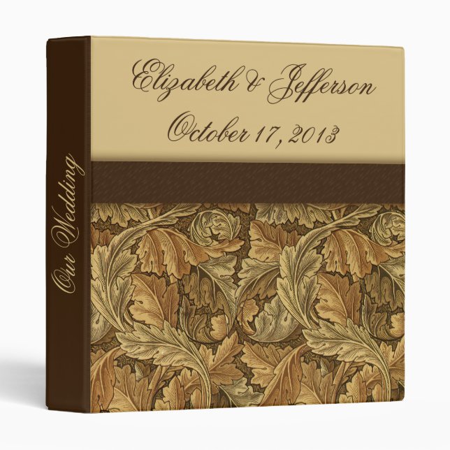 William Morris Brown Leaves Wedding Planner Binder (Front/Spine)