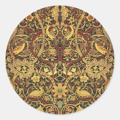 William Morris Bullerswood Faux Tapestry  Classic Round Sticker