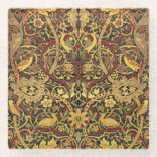 William Morris Bullerswood Faux Tapestry  Glass Coaster