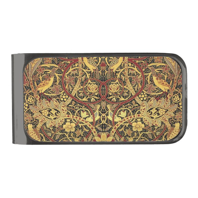 William Morris Bullerswood Faux Tapestry Gunmetal Finish Money Clip (Front)