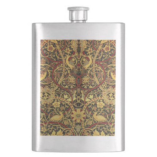 William Morris Bullerswood Faux Tapestry  Hip Flask