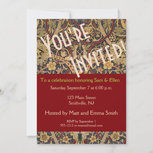 William Morris Bullerswood Faux Tapestry Invitation (Front)