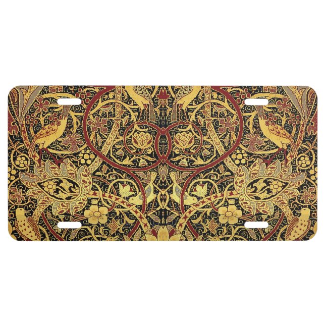 William Morris Bullerswood Faux Tapestry License Plate (Front)