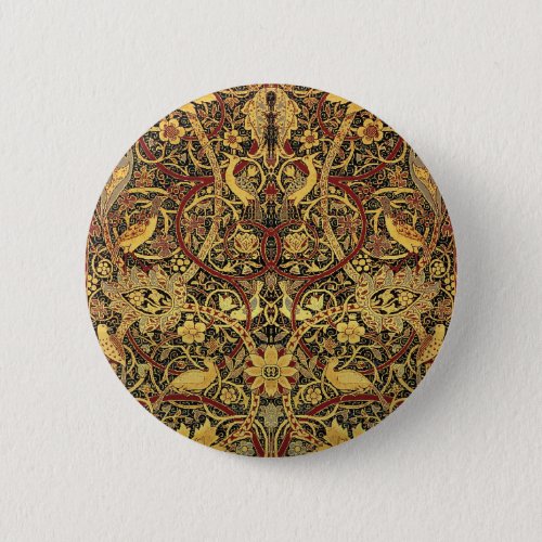 William Morris Bullerswood Faux Tapestry  Pinback Button