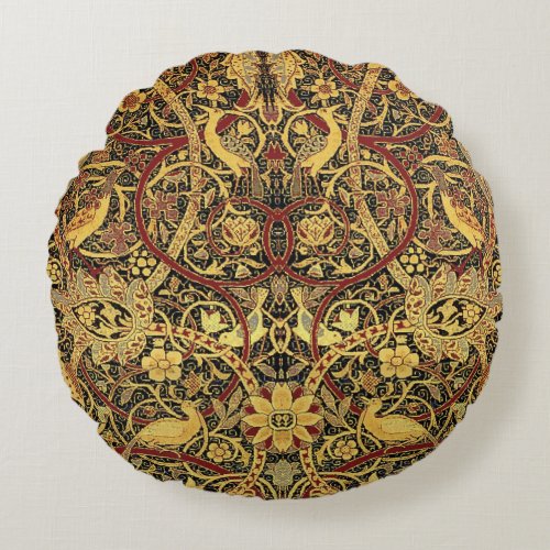 William Morris Bullerswood Faux Tapestry  Round Pillow