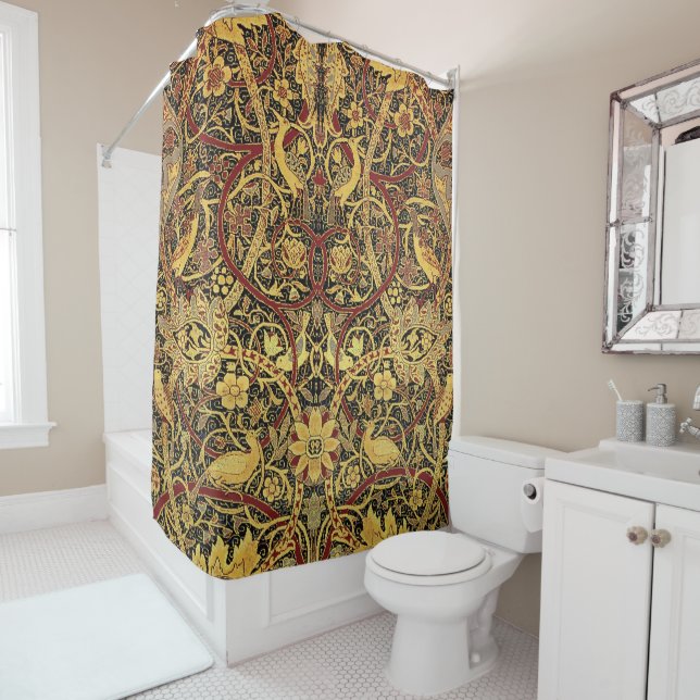 William Morris Bullerswood Faux Tapestry Shower Curtain (In Situ)