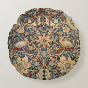 William Morris Bullerswood Vintage Bird Art Round Pillow