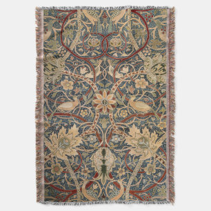 William Morris Bullerswood Vintage Bird Art Throw Blanket
