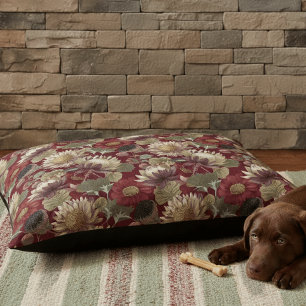 William Morris Burgundy Arts Crafts Floral Pet Bed