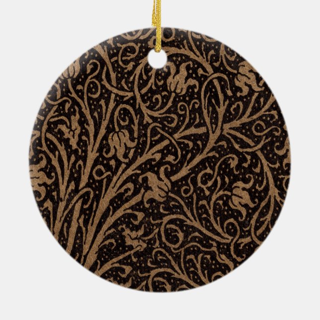 William Morris Campion Tooled Leather Damask Ceramic Ornament (Back)