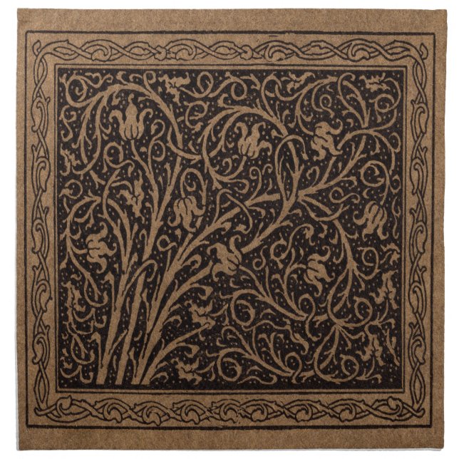 William Morris Campion Tooled Leather Damask Cloth Napkin (Front)
