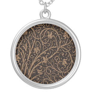 William Morris Campion Tooled Leather Damask Silver Plated Necklace