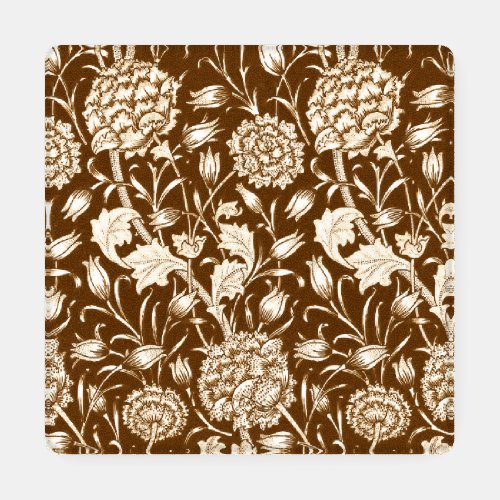 William Morris Carnation Print Chocolate Brown  Coaster Set